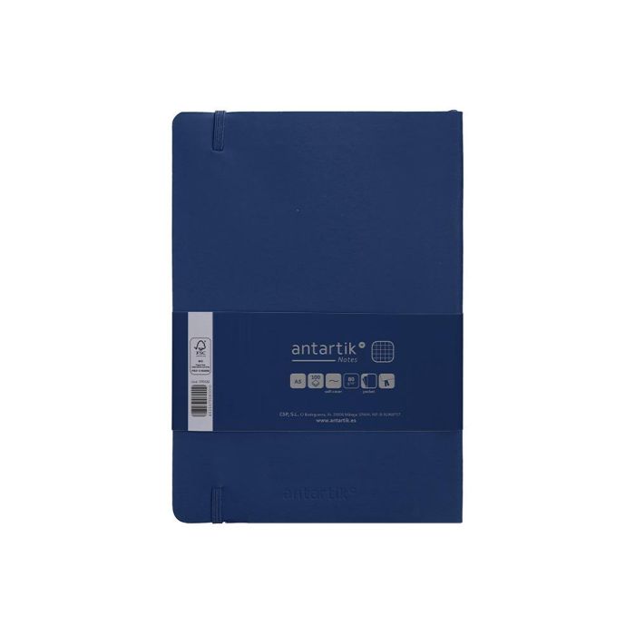 Cuaderno Con Gomilla Antartik Notes Tapa Blanda A5 Hojas Cuadricula Azul Marino 80 Hojas 80 gr Fsc 2