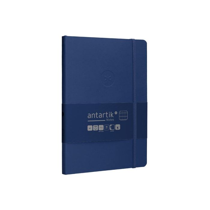 Cuaderno Con Gomilla Antartik Notes Tapa Blanda A5 Hojas Cuadricula Azul Marino 80 Hojas 80 gr Fsc 4