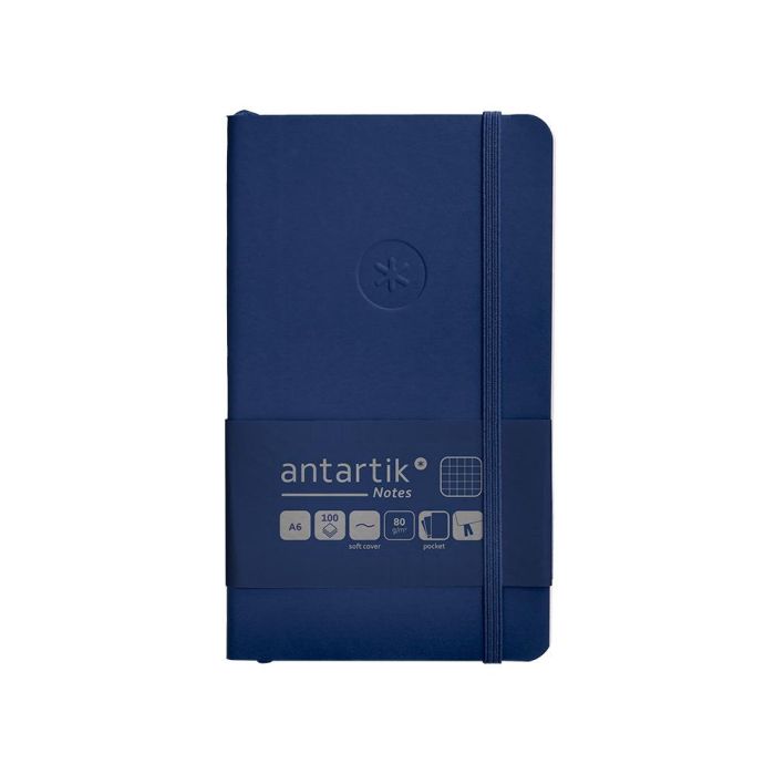 Cuaderno Con Gomilla Antartik Notes Tapa Blanda A6 Cuadricula Azul Marino 100 Hojas 80 gr Fsc 1