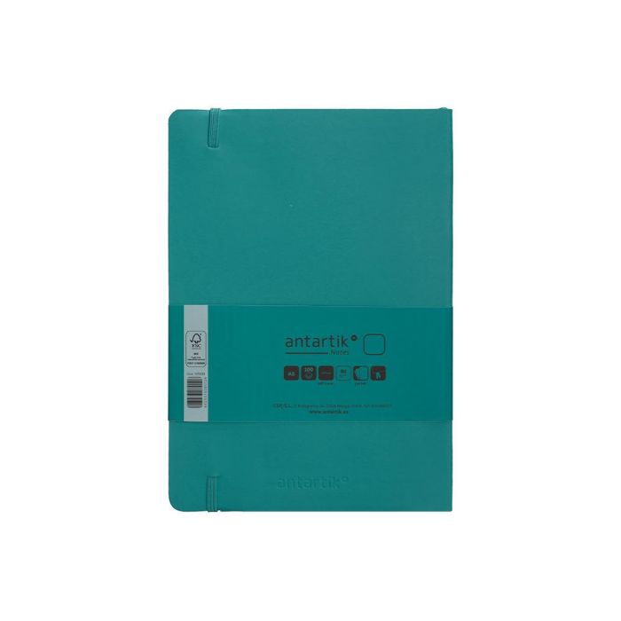 Cuaderno Con Gomilla Antartik Notes Tapa Blanda A5 Hojas Lisas Verde Aguamarina 80 Hojas 80 gr Fsc 2