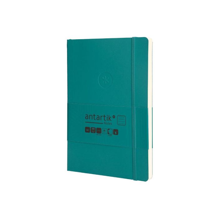 Cuaderno Con Gomilla Antartik Notes Tapa Blanda A5 Hojas Rayas Verde Aguamarina 80 Hojas 80 gr Fsc 3