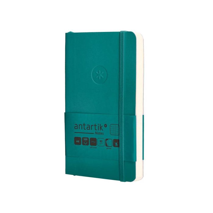 Cuaderno Con Gomilla Antartik Notes Tapa Blanda A6 Cuadricula Verde Aguamarina 100 Hojas 80 gr Fsc 3