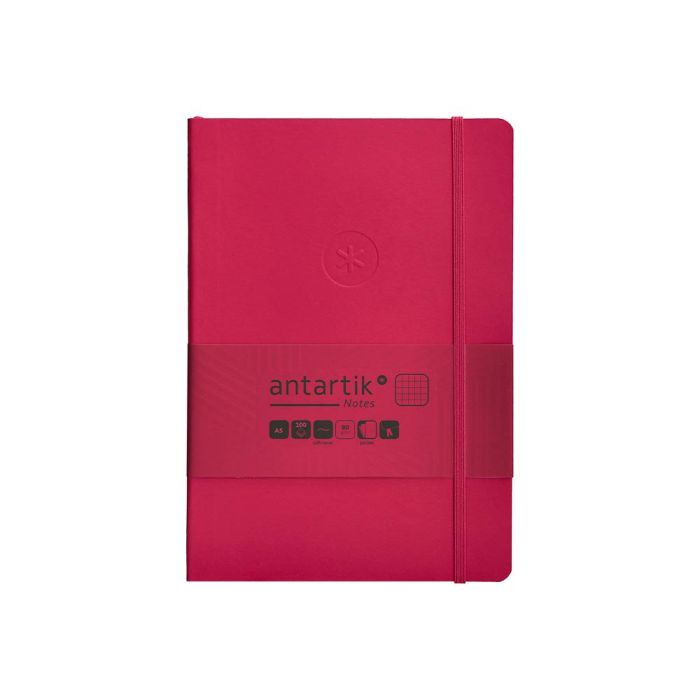 Cuaderno Con Gomilla Antartik Notes Tapa Blanda A5 Hojas Cuadricula Burdeos 80 Hojas 80 gr Fsc 1