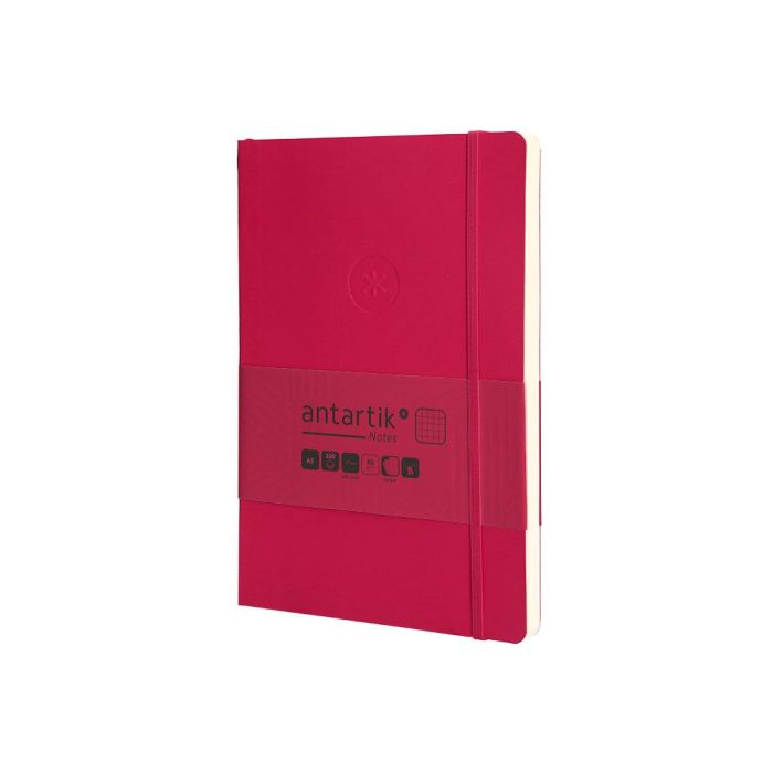 Cuaderno Con Gomilla Antartik Notes Tapa Blanda A5 Hojas Cuadricula Burdeos 80 Hojas 80 gr Fsc 3