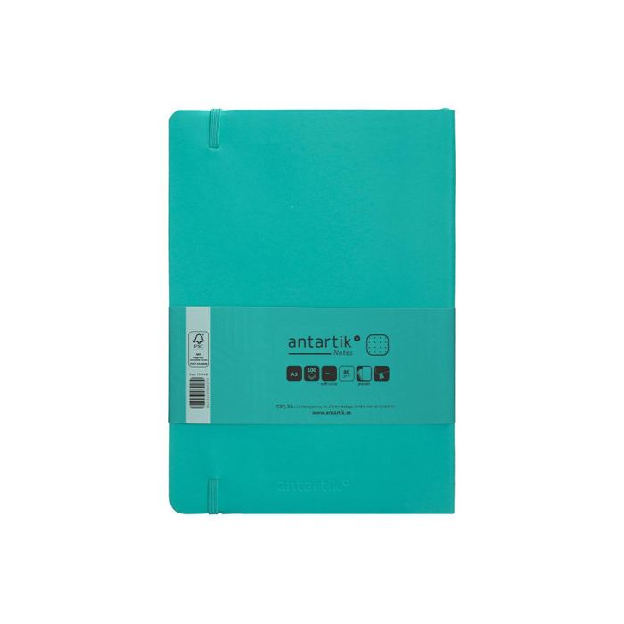 Cuaderno Con Gomilla Antartik Notes Tapa Blanda A5 Hojas Puntos Turquesa 80 Hojas 80 gr Fsc 2