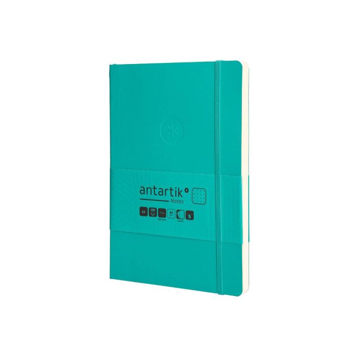 Cuaderno Con Gomilla Antartik Notes Tapa Blanda A5 Hojas Puntos Turquesa 80 Hojas 80 gr Fsc 3