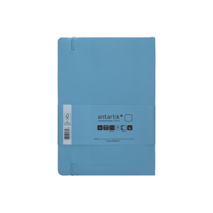 Cuaderno Con Gomilla Antartik Notes Tapa Blanda A5 Hojas Lisas Azul Claro 80 Hojas 80 gr Fsc 2