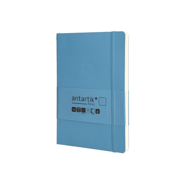 Cuaderno Con Gomilla Antartik Notes Tapa Blanda A5 Hojas Puntos Azul Claro 80 Hojas 80 gr Fsc 3