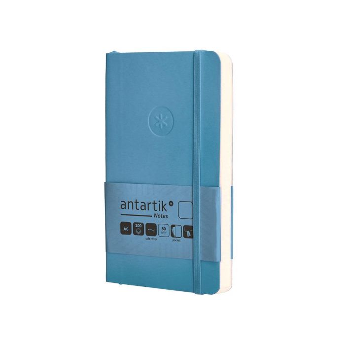 Cuaderno Con Gomilla Antartik Notes Tapa Blanda A6 Hojas Lisas Azul Claro 100 Hojas 80 gr Fsc 3