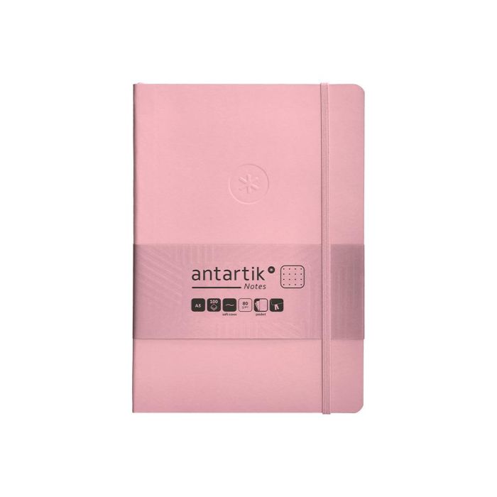 Cuaderno Con Gomilla Antartik Notes Tapa Blanda A5 Hojas Puntos Rosa Pastel 80 Hojas 80 gr Fsc 1