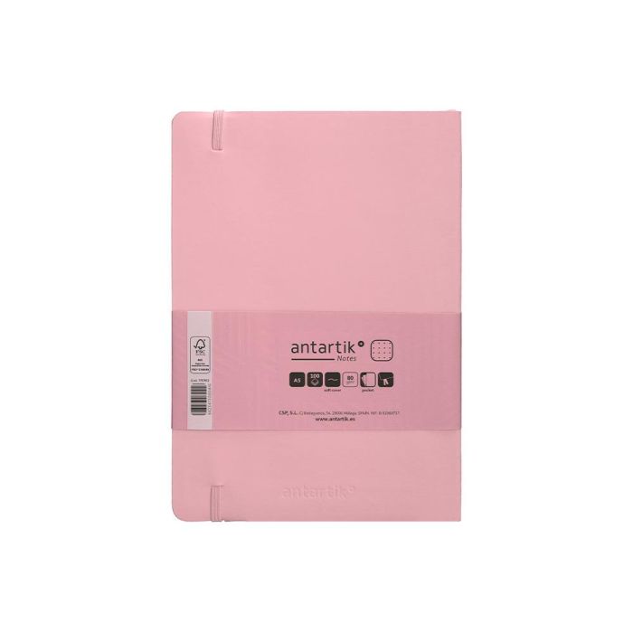 Cuaderno Con Gomilla Antartik Notes Tapa Blanda A5 Hojas Puntos Rosa Pastel 80 Hojas 80 gr Fsc 2