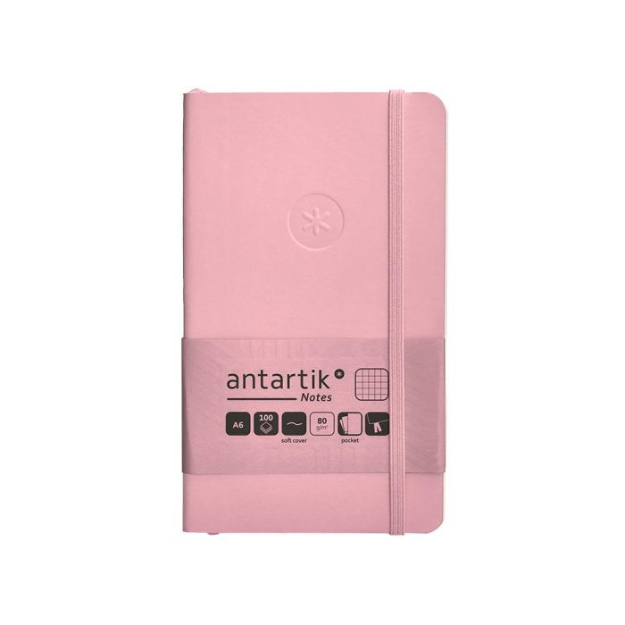 Cuaderno Con Gomilla Antartik Notes Tapa Blanda A6 Cuadricula Rosa Pastel 100 Hojas 80 gr Fsc 1