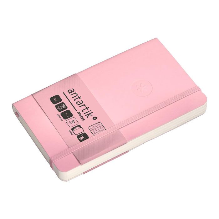 Cuaderno Con Gomilla Antartik Notes Tapa Blanda A6 Cuadricula Rosa Pastel 100 Hojas 80 gr Fsc 5