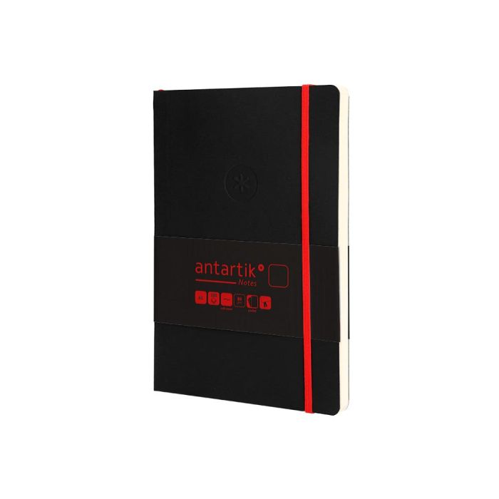 Cuaderno Con Gomilla Antartik Notes Tapa Blanda A5 Hojas Lisas Negro Y Rojo 80 Hojas 80 gr Fsc 3