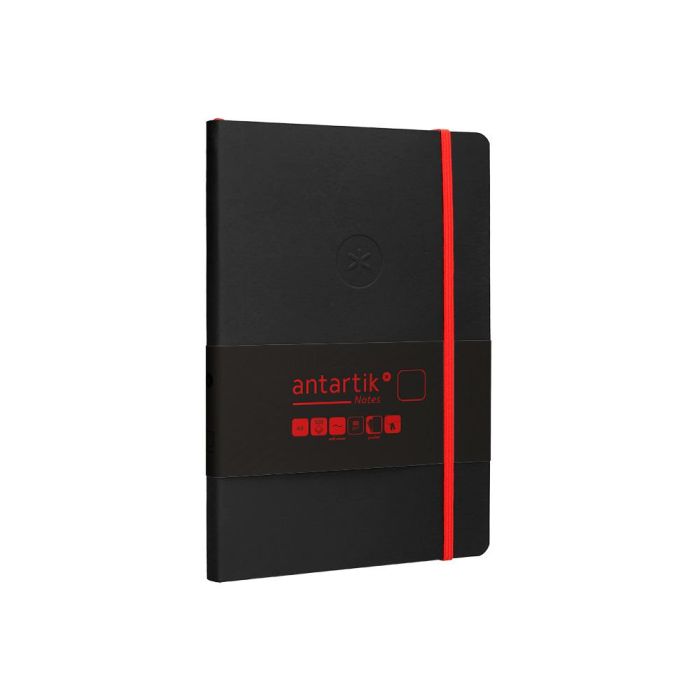 Cuaderno Con Gomilla Antartik Notes Tapa Blanda A5 Hojas Lisas Negro Y Rojo 80 Hojas 80 gr Fsc 4