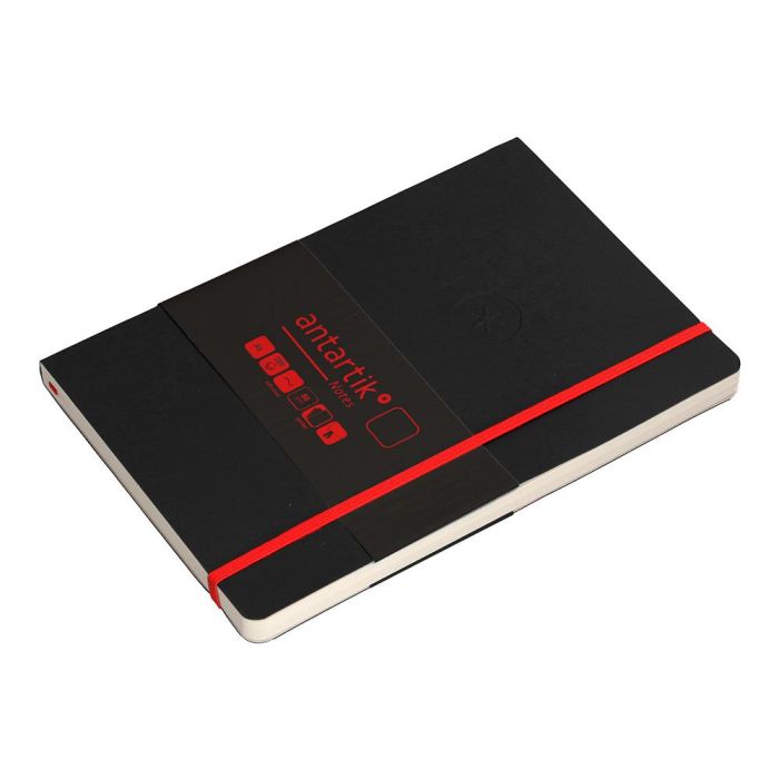 Cuaderno Con Gomilla Antartik Notes Tapa Blanda A5 Hojas Lisas Negro Y Rojo 80 Hojas 80 gr Fsc 5