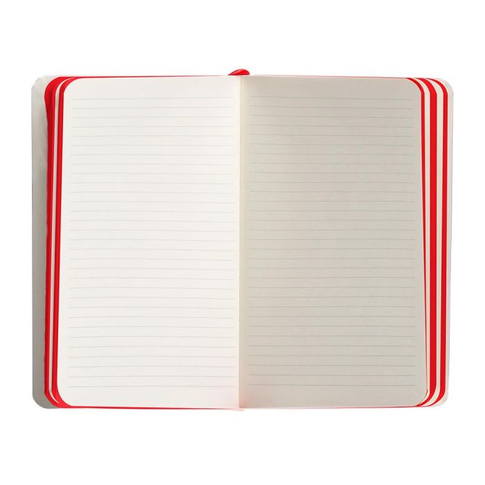 Cuaderno Con Gomilla Antartik Notes Tapa Blanda A6 Rayas Negro Y Rojo 100 Hojas 80 gr Fsc 7