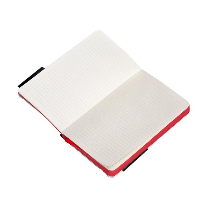 Cuaderno Con Gomilla Antartik Notes Tapa Blanda A6 Rayas Negro Y Rojo 100 Hojas 80 gr Fsc 8