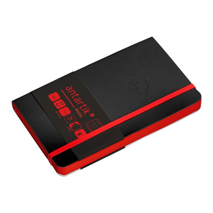 Cuaderno Con Gomilla Antartik Notes Tapa Blanda A6 Rayas Negro Y Rojo 100 Hojas 80 gr Fsc 5