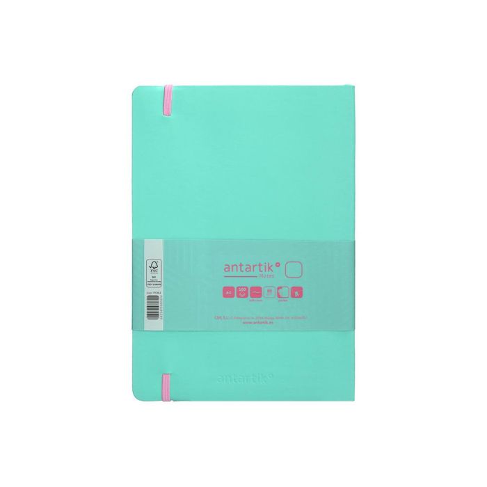 Cuaderno Con Gomilla Antartik Notes Tapa Blanda A5 Hojas Lisas Rosa Y Turquesa 80 Hojas 80 gr Fsc 2