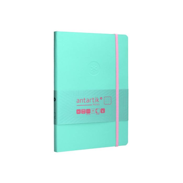 Cuaderno Con Gomilla Antartik Notes Tapa Blanda A5 Hojas Puntos Rosa Y Turquesa 80 Hojas 80 gr Fsc 4