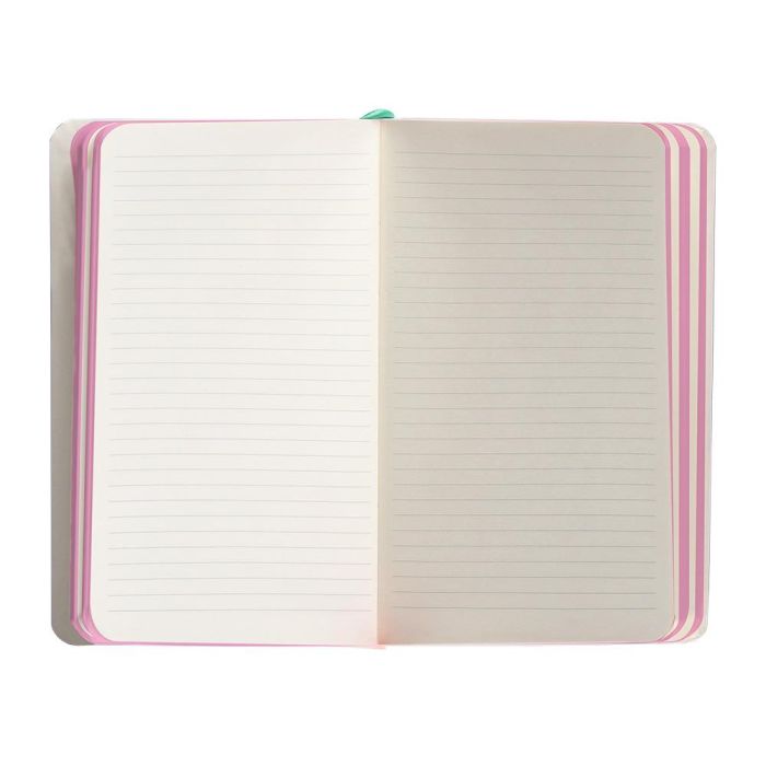 Cuaderno Con Gomilla Antartik Notes Tapa Blanda A6 Rayas Rosa Y Turquesa 100 Hojas 80 gr Fsc 7