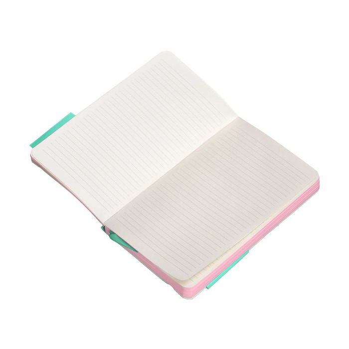 Cuaderno Con Gomilla Antartik Notes Tapa Blanda A6 Rayas Rosa Y Turquesa 100 Hojas 80 gr Fsc 8