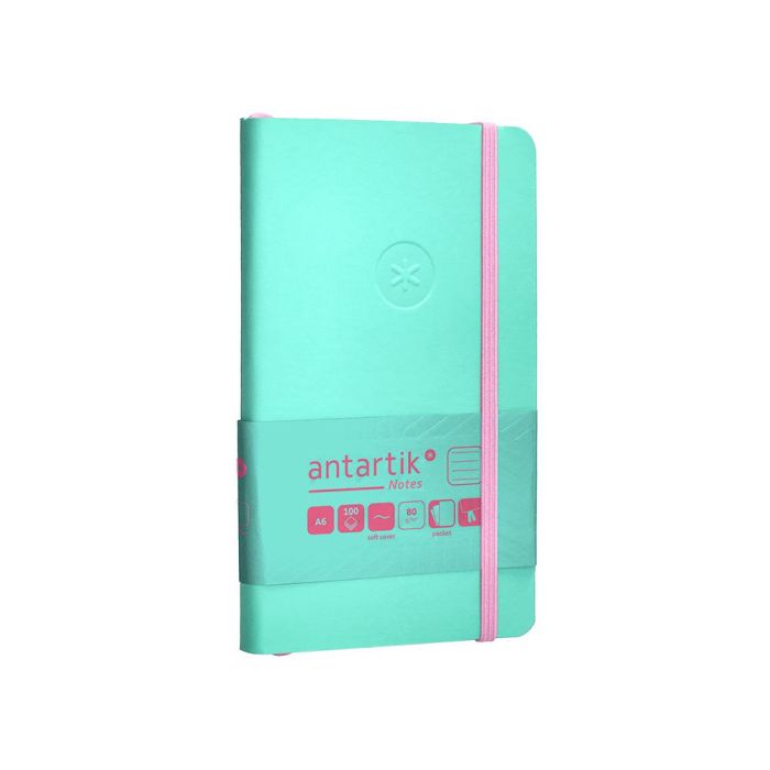 Cuaderno Con Gomilla Antartik Notes Tapa Blanda A6 Rayas Rosa Y Turquesa 100 Hojas 80 gr Fsc 4