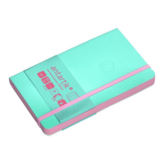 Cuaderno Con Gomilla Antartik Notes Tapa Blanda A6 Rayas Rosa Y Turquesa 100 Hojas 80 gr Fsc 5