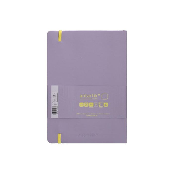 Cuaderno Con Gomilla Antartik Notes Tapa Blanda A5 Hojas Lisas Morado Y Amarillo 80 Hojas 80 gr Fsc 2