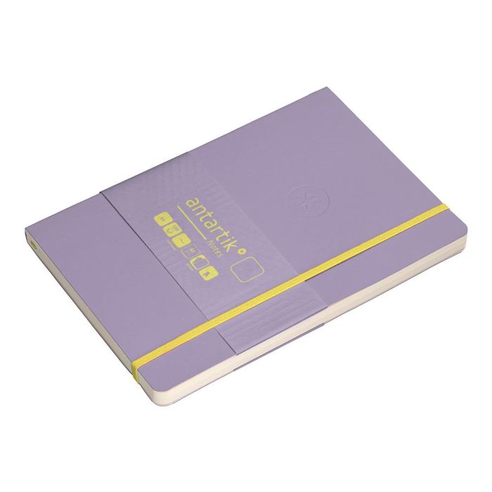 Cuaderno Con Gomilla Antartik Notes Tapa Blanda A5 Hojas Lisas Morado Y Amarillo 80 Hojas 80 gr Fsc 5