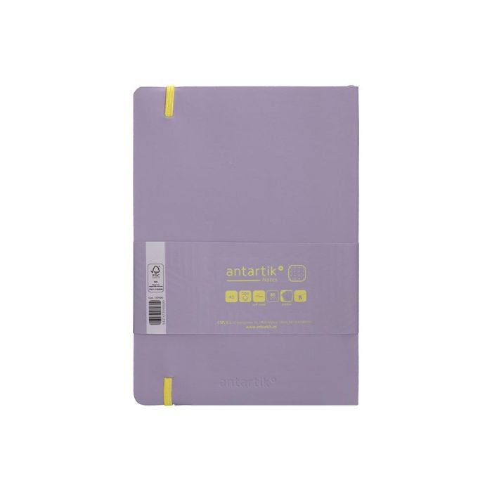 Cuaderno Con Gomilla Antartik Notes Tapa Blanda A5 Hojas Puntos Morado Y Amarillo 80 Hojas 80 gr Fsc 2