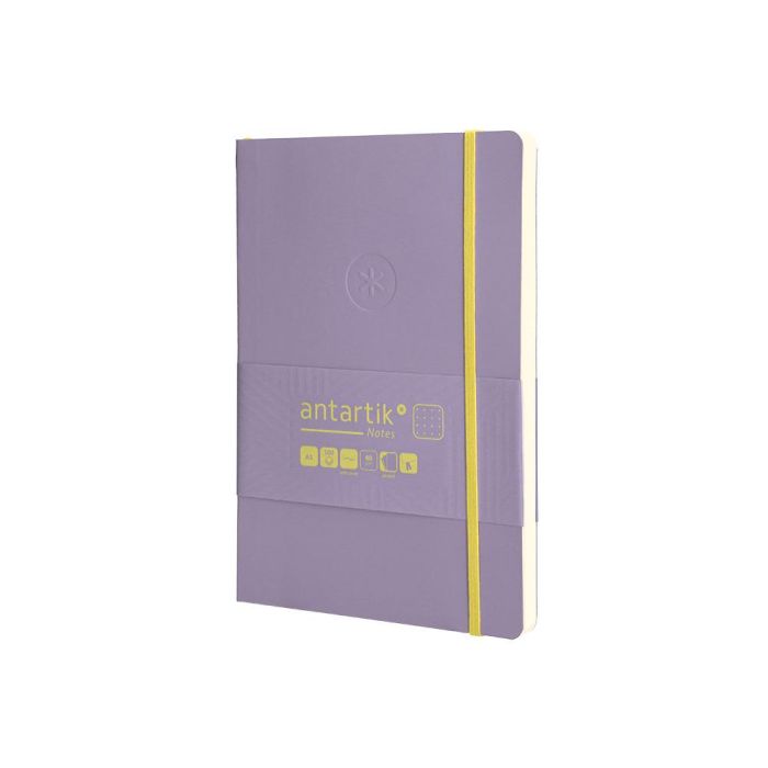 Cuaderno Con Gomilla Antartik Notes Tapa Blanda A5 Hojas Puntos Morado Y Amarillo 80 Hojas 80 gr Fsc 3