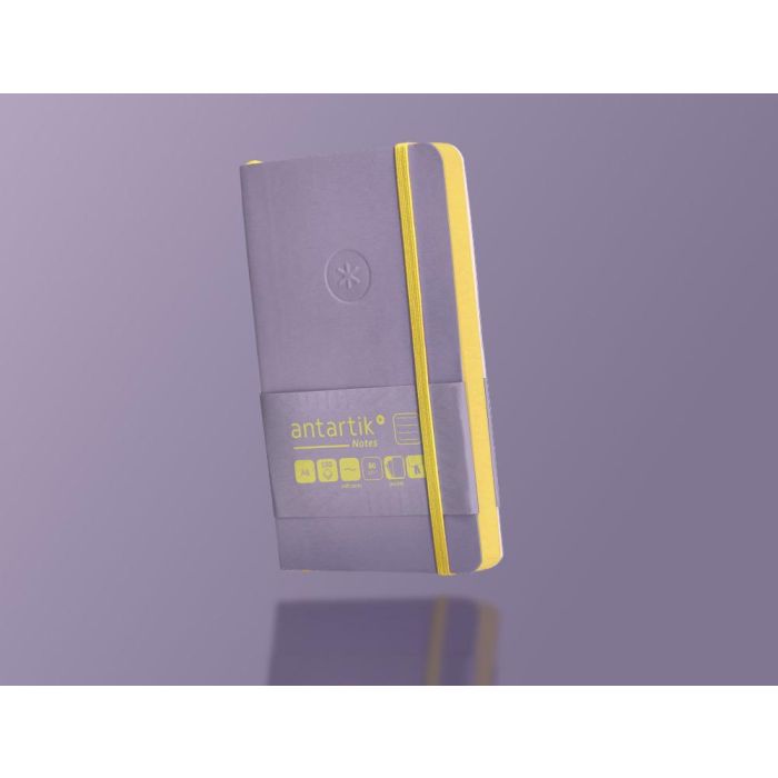 Cuaderno Con Gomilla Antartik Notes Tapa Blanda A6 Rayas Morado Y Amarillo 100 Hojas 80 gr Fsc 9