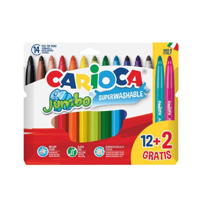 Carioca Rotuladores Jumbo Super Lavables Estuche 12+2 gratis C-Surtidos 1