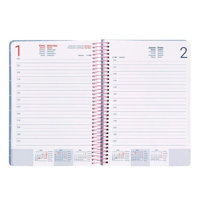 Agenda Espiral Liderpapel Clas Sic A5 2025 Día Página Light Color Azul Papel 70 gr 8