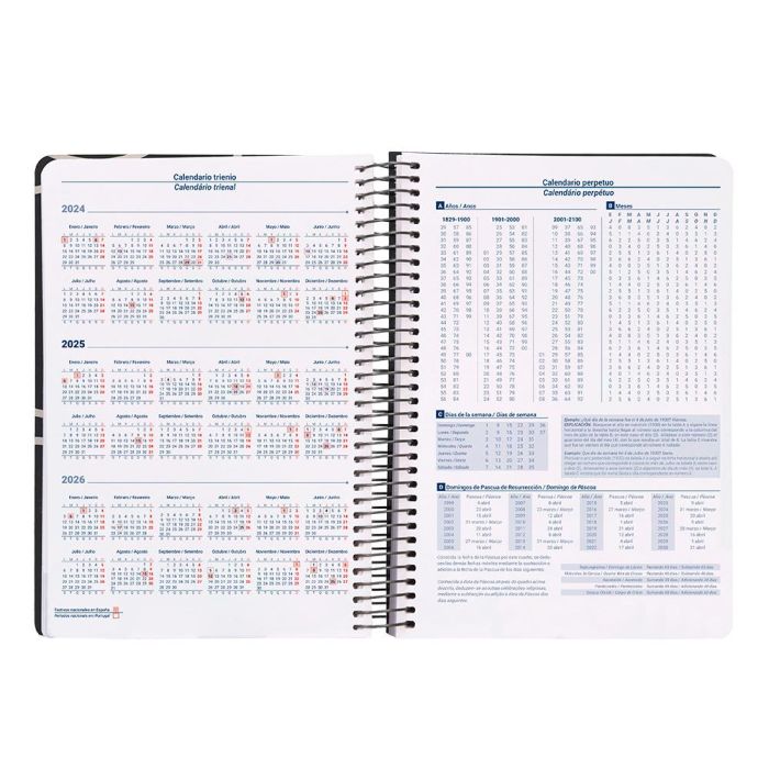 Agenda Espiral Liderpapel Clas Sic A5 2025 Semana Vista Blanco Y Negro 2 Papel 70 gr 7