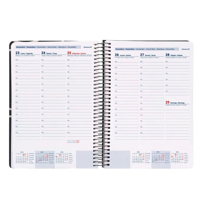 Agenda Espiral Liderpapel Clas Sic A5 2025 Semana Vista Blanco Y Negro 2 Papel 70 gr 8