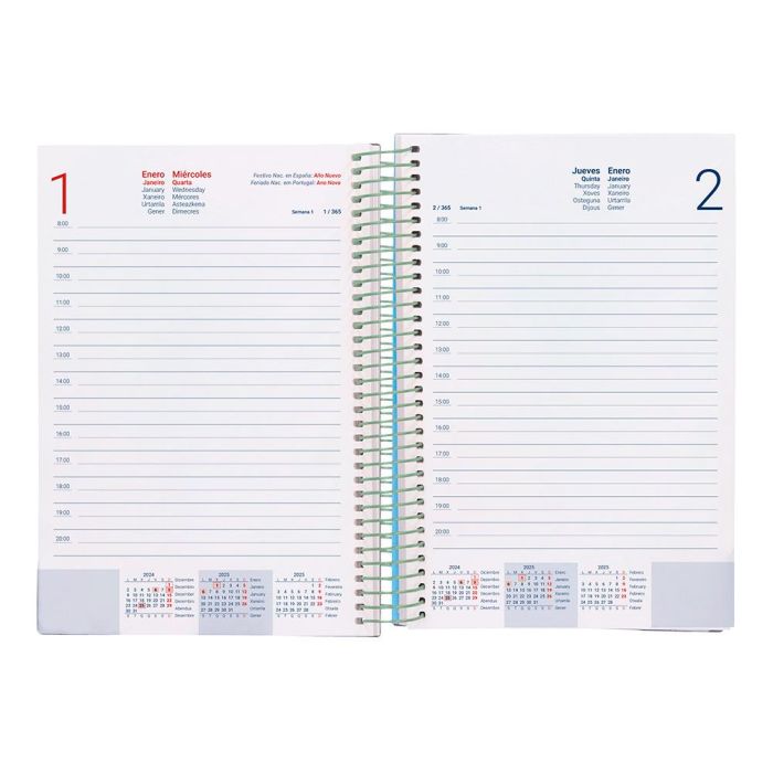 Agenda Espiral Liderpapel Gazi A5 2025 Día Página Color Verde Papel 70 gr 8