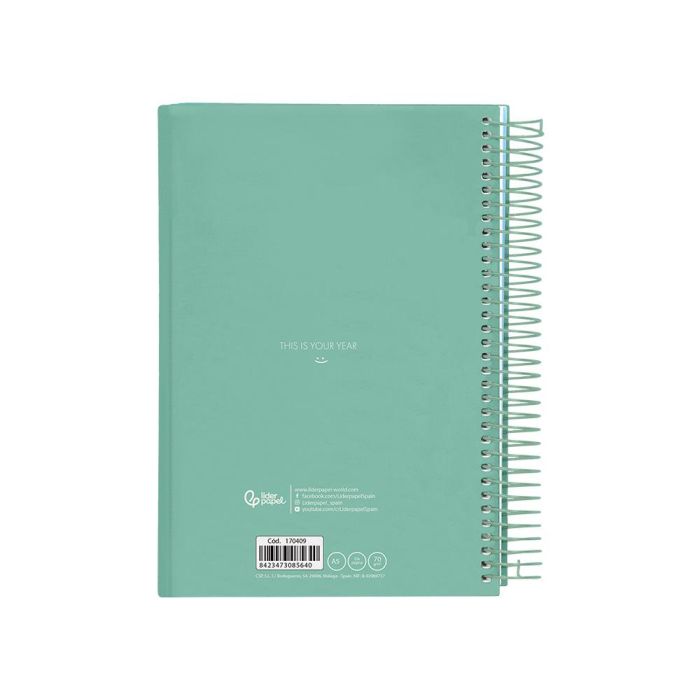 Agenda Espiral Liderpapel Gazi A5 2025 Día Página Color Verde Papel 70 gr 2