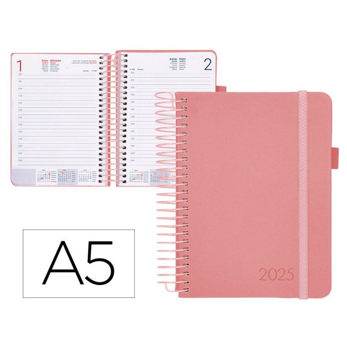 Agenda Encuadernada Liderpapel Neon A5 2025 Día Página Color Rosa Papel 70 gr Agenda Encuadernada Liderpapel Neon A5 2025 Día Página Color Rosa Papel 70 gr