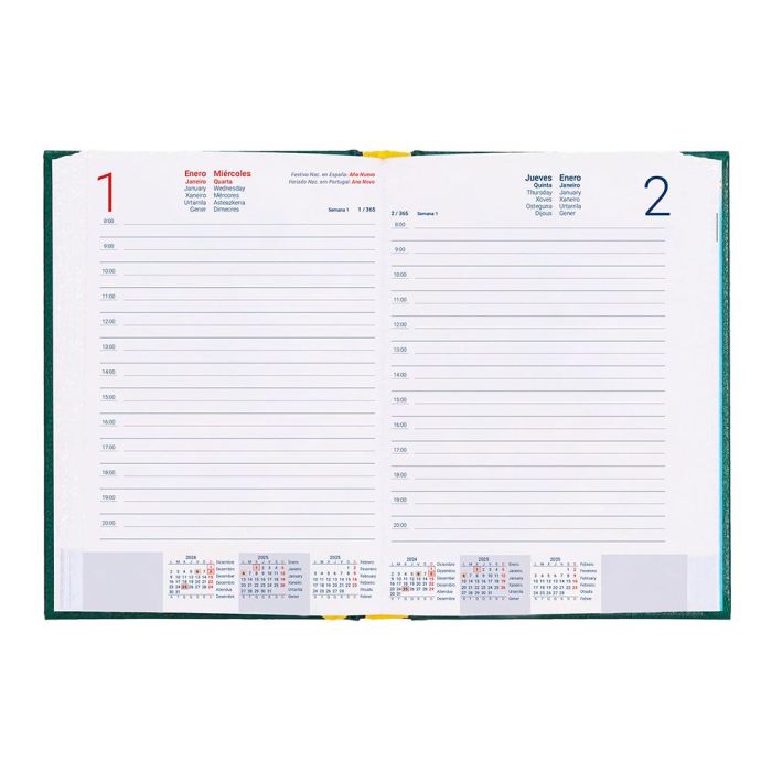 Agenda Encuadernada Liderpapel Corfu A5 2025 Día Página Color Verde Papel 60 gr 8