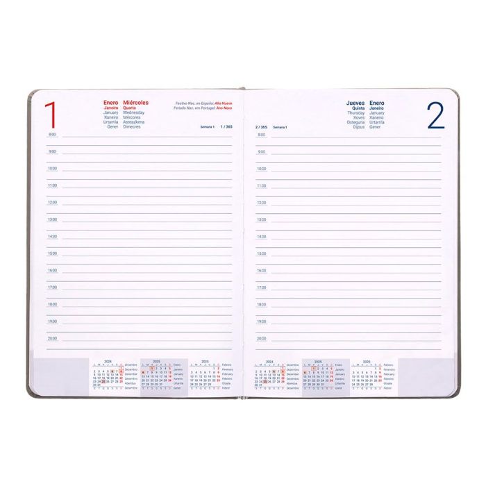 Agenda Encuadernada Liderpapel Mykonos A5 2025 Día Página Color Gris Papel 70 gr 8