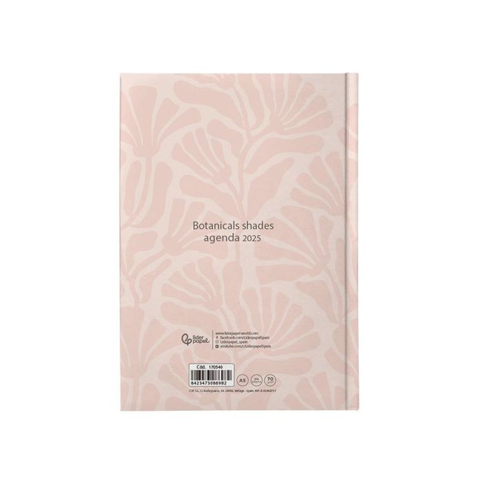 Agenda Encuadernada Liderpapel Nomi A5 2025 Dia Pagina Flores Papel 70 gr