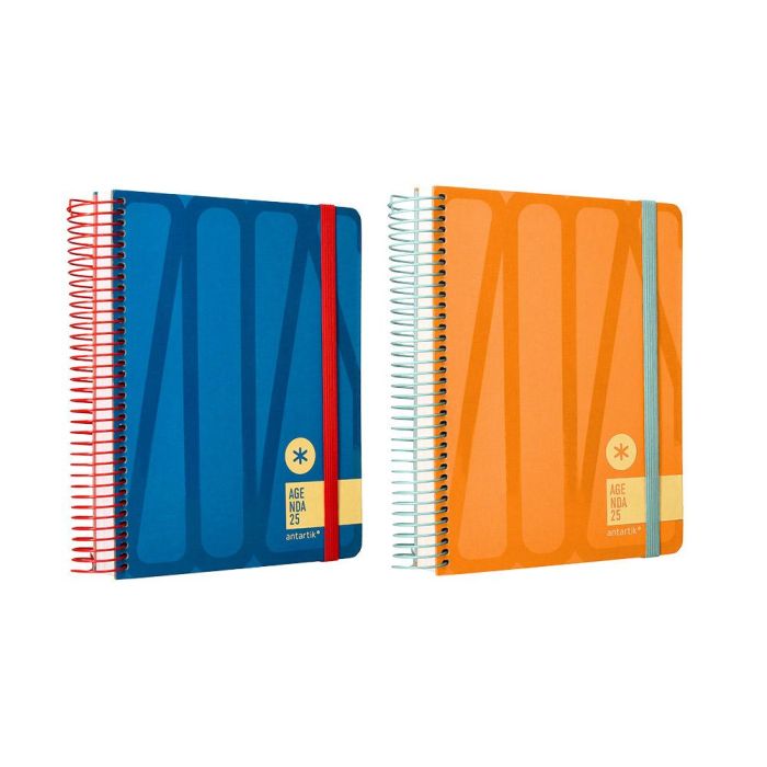 Agenda Espiral Antartik Bold A5+ 2025 Dia Pagina Colores Azul Y Melocoton Surtidos Papel 80 gr 8 unidades