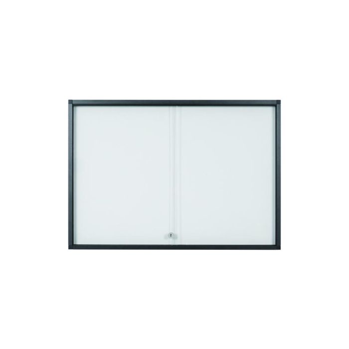 Bi-Office Vitrina de Anuncios Magnética para 18 A4 con Puertas Corredizas Slim Acero Blanco y Marco Antracita 1351x946 mm