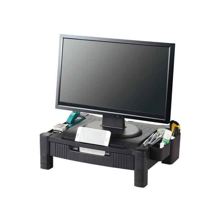 Soporte Q-Connect Para Monitor -Impresora Ajustable Altura 10,3 cm A 13,3 cm Con Cajon Color Negro 434x336X133 mm 1