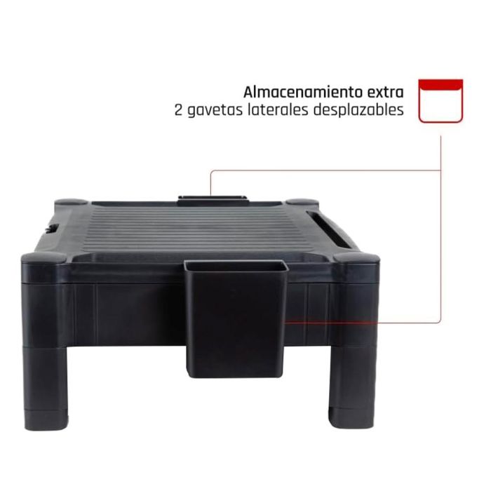 Soporte Q-Connect Para Monitor -Impresora Ajustable Altura 10,3 cm A 13,3 cm Con Cajon Color Negro 434x336X133 mm 3