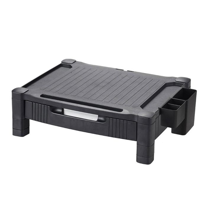 Soporte Q-Connect Para Monitor -Impresora Ajustable Altura 10,3 cm A 13,3 cm Con Cajon Color Negro 434x336X133 mm