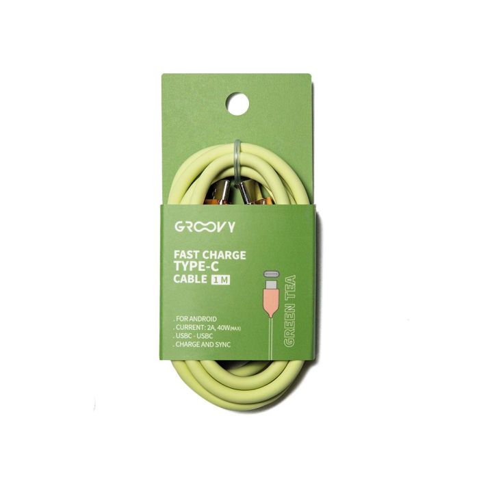 Cable Groovy Usb 2.0 A Usb C Apple Lightning Longitud 1 Mt Silicona Color Verde Te